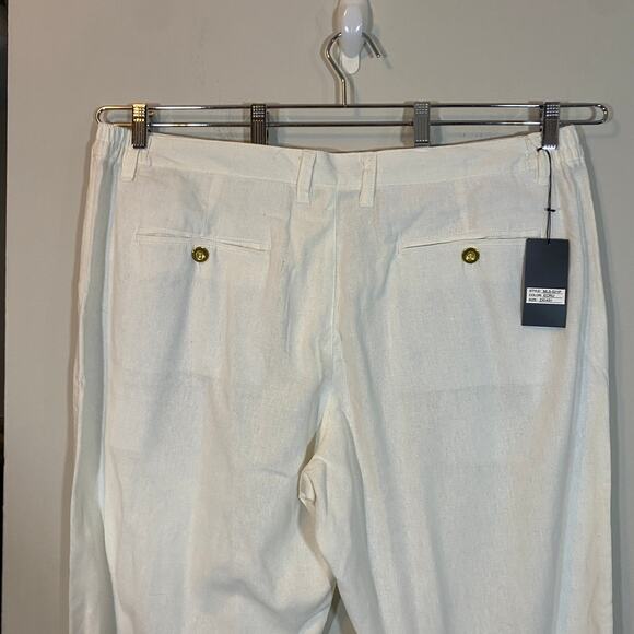 Old Skool NWT Ecru Ivory Linen Blend Pants Straight Leg Sz 2x / 40 - Picture 6 of 12
